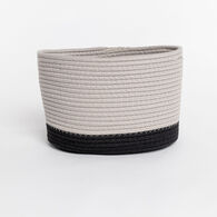 Cesto wc bege em algod&atilde;o 32x25cm