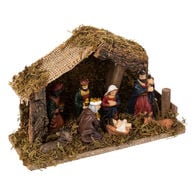 Presépio cabana com 7 figuras e led,  Presépio cabana com 7 figuras e led