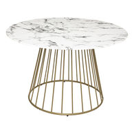 Mesa de jantar redonda com tampo efeito mármore,  Mesa de jantar redonda com tampo efeito mármore