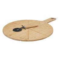 Tábua redonda para pizza em bambu 37cm,  Tábua redonda para pizza em bambu 37cm