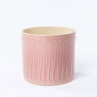 Vaso de cer&acirc;mica raiado rosa 14,5cm