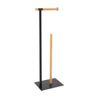 Porta rolos wc preto em metal e bambu