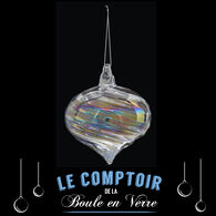 Pendurante forma de gota em vidro iridescente,  Pendurante forma de gota em vidro iridescente