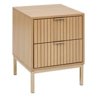 Mesa de cabeceira com 2 gavetas em mdf bege TASSO,  Mesa de cabeceira com 2 gavetas em mdf bege TASSO