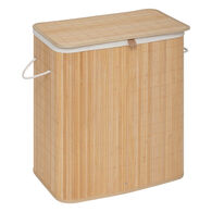 Cesto de roupa wc em bambu com tecido duplo