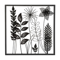 Decora&ccedil;&atilde;o mural ELLA preta em metal 40,5x40,5cm