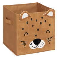Cubo de arrumação leopardo veludo 29x29cm,  Cubo de arrumação leopardo veludo 29x29cm