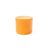 Vaso de cerâmica decoração riscos âmbar 10cm,  Vaso de cerâmica decoração riscos âmbar 10cm