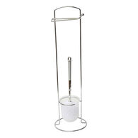 Suporte wc cromado com escova e porta rolos em metal,  Suporte wc cromado com escova e porta rolos em metal