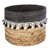 Cesto decorativo seagrass com pompons 34cm