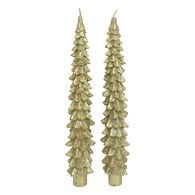 Conjunto de 2 velas &aacute;rvore de natal dourada 25cm