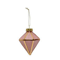 Conjunto de 6 pendurantes DIAMANTE rosa e dourado 10cm