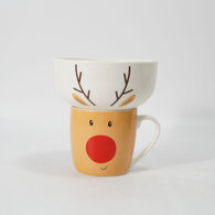 Conjunto de caneca e tigela rena rodolfo