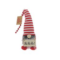 Figura de gnomo às riscas vermelho e branco 42cm