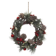 Coroa Nature Com Decora&ccedil;&atilde;o Vermelha 30cm
