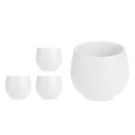 Conjunto de 3 vasos branco com reserva de água 7cm