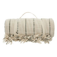 Colcha TROPICAL PANAMA riscas marfim e verde caqui 240x260cm