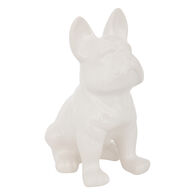 Cão decorativo branco em cerâmica,  Cão decorativo branco em cerâmica
