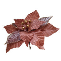 Flor poinsétia veludo rosa com mola 35cm