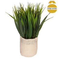 Vaso saco de juta com planta artificial 24cm