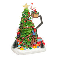 Aldeia árvore de natal com pai natal com luz-música-movimento 27cm,  Aldeia árvore de natal com pai natal com luz-música-movimento 27cm