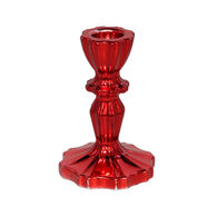 Castiçal efeito metalizado vermelho 11,2cm