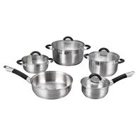 Trem de cozinha com 5 peças em inox com tampa,  Trem de cozinha com 5 peças em inox com tampa