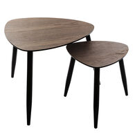 Conjunto de 2 mesas de apoio MILEO castanho escuro,  Conjunto de 2 mesas de apoio MILEO castanho escuro