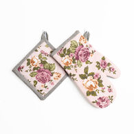 Conjunto de luva e pega de cozinha BELLISSIMA ANNABEL rosa,  Conjunto de luva e pega de cozinha BELLISSIMA ANNABEL rosa