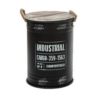 Lata preta em metal com tampa 43cm