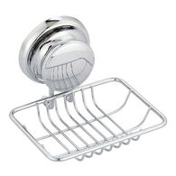 Saboneteira em metal com ventosa cromado