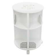 Estante redonda branca com rodas