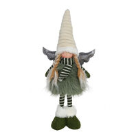 Figura fada sentada verde com cachecol riscas 48cm,  Figura fada sentada verde com cachecol riscas 48cm