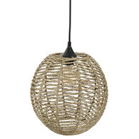Candeeiro de teto bola em rattan e metal,  Candeeiro de teto bola em rattan e metal