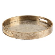 Tabuleiro ELYA dourado em vidro 31cm,  Tabuleiro ELYA dourado em vidro 31cm