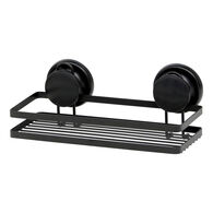 Suporte retangular preto em metal com ventosas