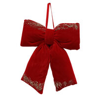 Laço vermelho e dourado em veludo 29cm