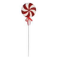 Haste doce de natal espiral vermelho e branco 70cm