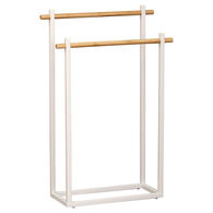 Toalheiro wc retangular branco em metal e bambu