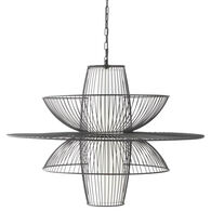 Suspens&atilde;o Preta Em Metal E Madeira Aisai 