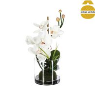 Orquídea com vaso em vidro 32cm,  Orquídea com vaso em vidro 32cm