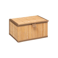 Cesto wc castanho em bambu com tampa 12x24cm,  Cesto wc castanho em bambu com tampa 12x24cm