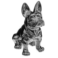 Cão decorativo prateado de cerâmica,  Cão decorativo prateado de cerâmica