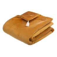 Edredão fundo de cama ocre veludo 80x180cm,  Edredão fundo de cama ocre veludo 80x180cm
