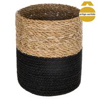 Cesto seagrass natural e preto 21x21cm