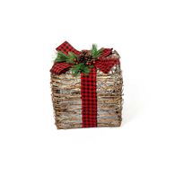 Caixa Decorativa Castanha Em Forma De Presente