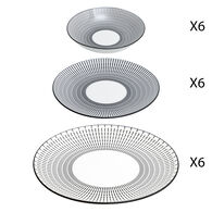 Serviço de mesa LUNIS preto decorado 18 peças