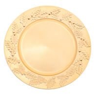 Prato marcador dourado com azevinho 33cm