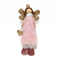 Figura de anjo com vestido de pelo rosa 45cm