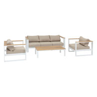 Conjunto de jardim EMPERIA branco em madeira acácia